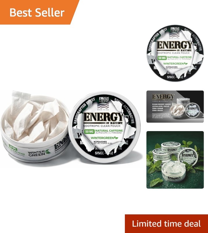Wintergreen Nootropic Energy Pouches – 50mg Caffeine | 16 Sugar-Free Packs
