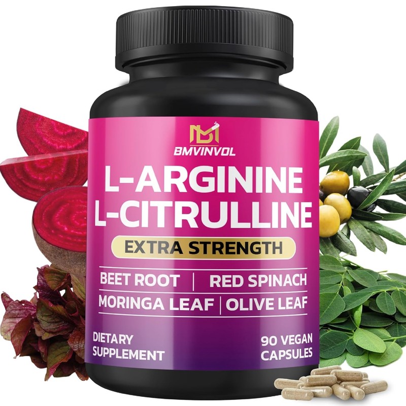 L Arginine L Citrulline Supplement with Beet Root Moringa Olive Leaf Extract