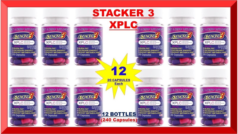 Stacker 3 XPLC Herbal Weight Loss 20 Capsules (Lot 12 X Bottles) = 240 Exp.10/24