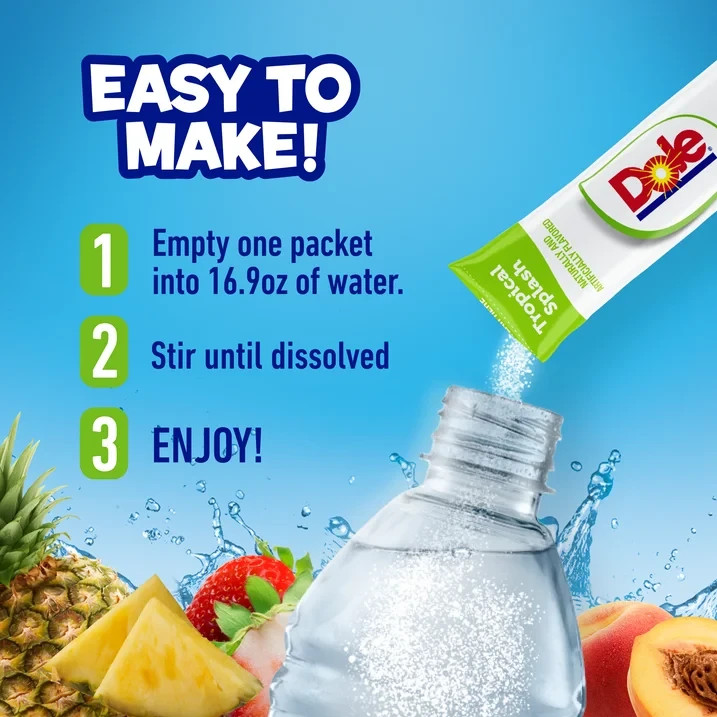 Dole Powder Drink Mix Variety Pk, Tropical ,Peach Mango &Strawberry Pineapple,30 gallery