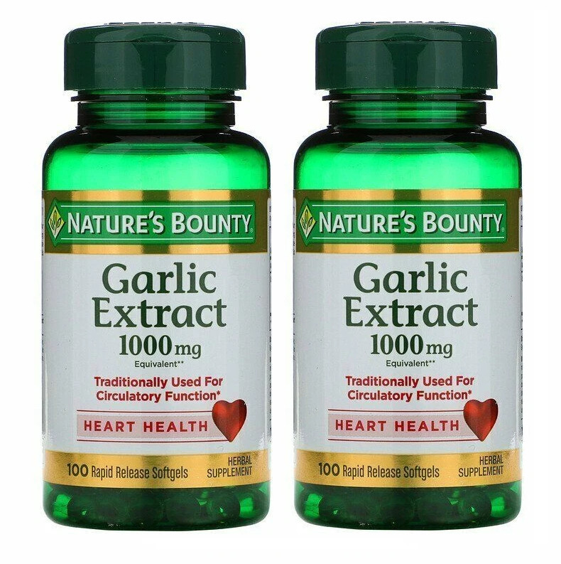 Nature’s Bounty Garlic Extract 1000mg Health Support 100 Count (PACK X 2)