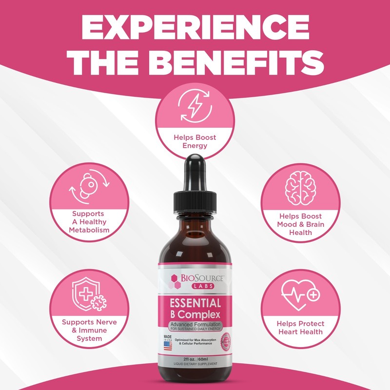 Essential B Complex - Vegan Vitamin B-Complex Sublingual Liquid Drops (2oz/60ml) gallery