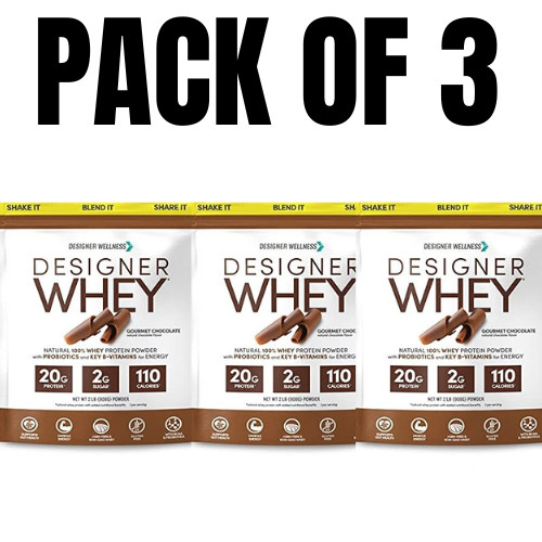 Designer Wellness Designer Whey Natural 100% – Chocolate – Pack of 3