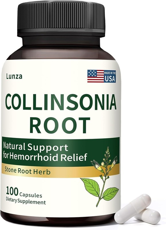 Lunza Collinsonia Root 100 Caps – Hemorrhoid Relief & Vein Health Supplement