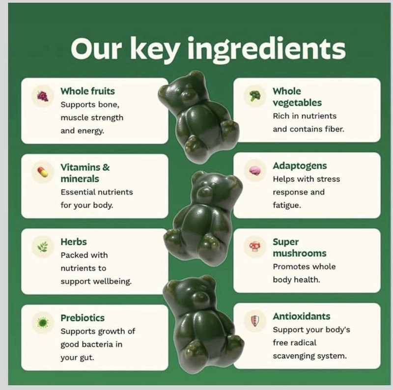 Gruns Adults Superfoods Greens Gummies 10 Daily Packs (10x20g Packs) gallery