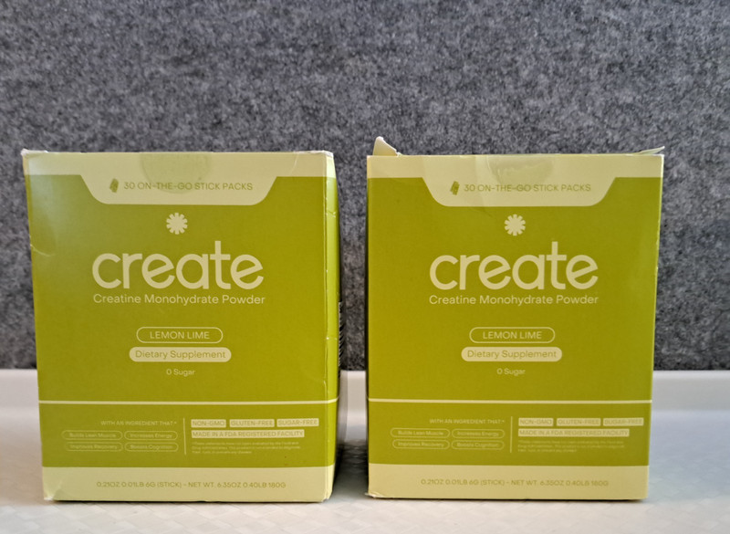 Create Creatine Monohydrate 5g Lemon Lime 60 Packets Single Serve EXP 08/2027