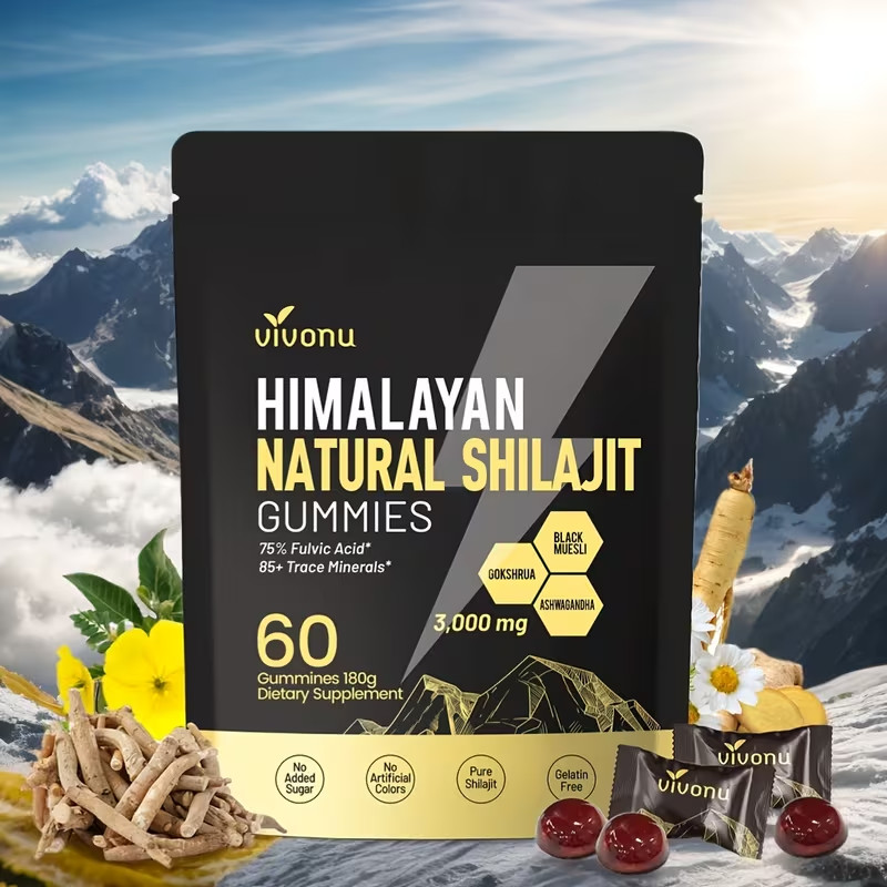 Pure Himalayan Shilajit Gummies No Added Sugar I 60 gummies High Potency