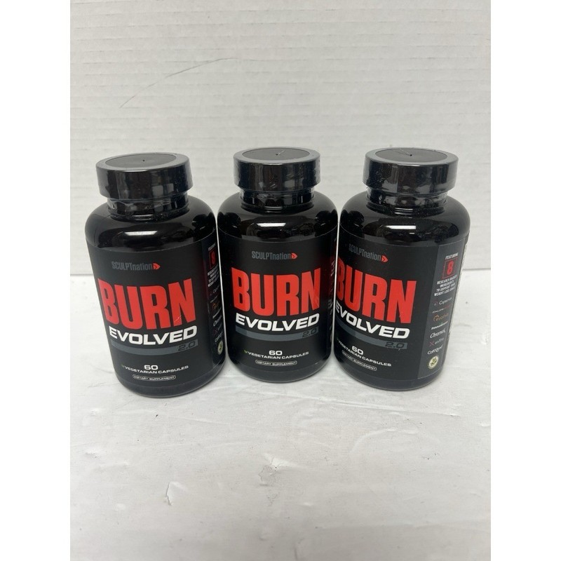 3 Pack Sculpt Nation Burn Evolved 2.0 Fat Loss Supplement, 180 Capsules