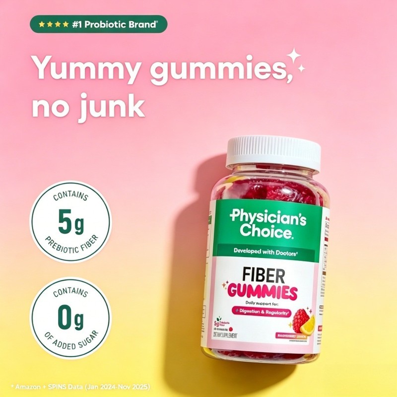 NEW Choice Fiber Gummies for Digestive Health & Regularity – Raspberry Flavor gallery