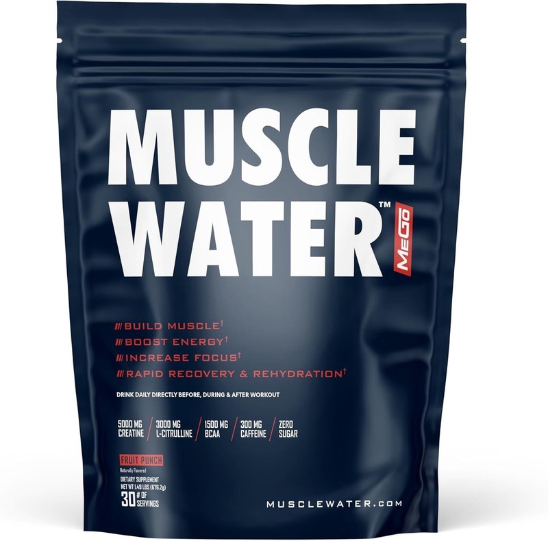 i Muscle Water Pre Workout Powder Muscle+Pump+Energy 20+ Supplements Fruit Punch
