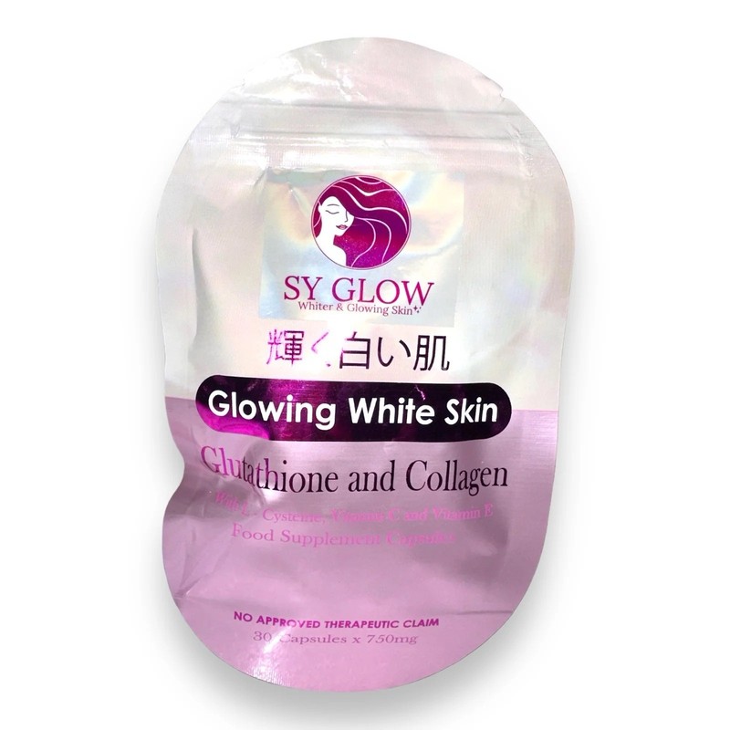 SY GLOW Glowing White Skin Glutathione and Collagen Capsules, 30 Count