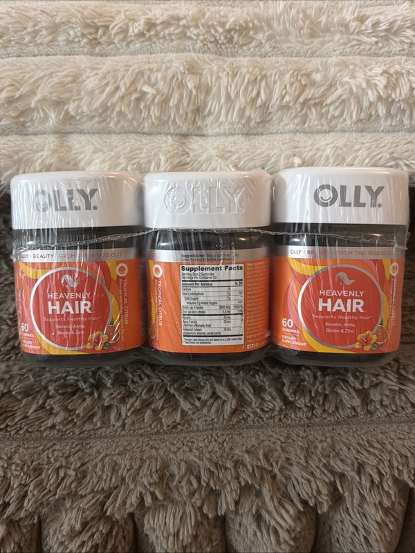 (3) Olly Heavenly Hair ~ 60 GUMMIES EACH ~ TROPICAL CITRUS ~ SEALED ~ EXP 06/27