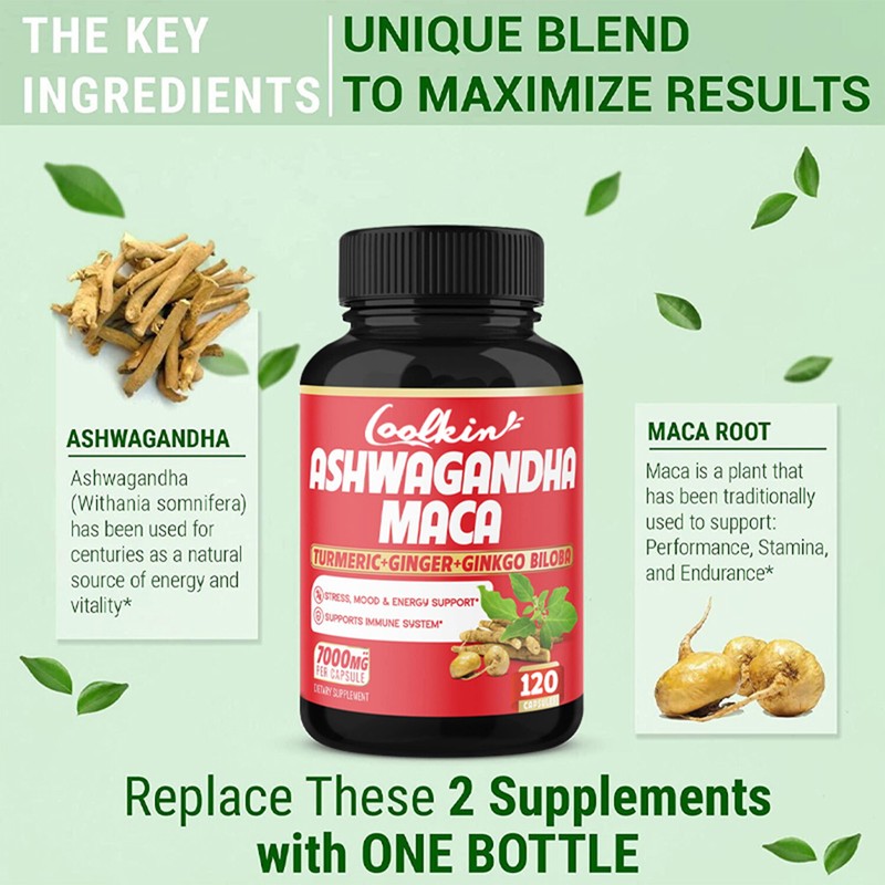 Ashwagandha & Maca 7000mg - Men's Health,Testosterone Booster,Energy & Endurance gallery