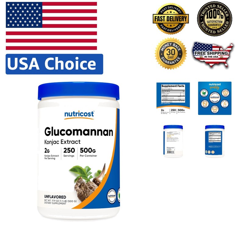 Glucomannan Powder 500g – Bulk-Forming Fiber for Digestive Wellness