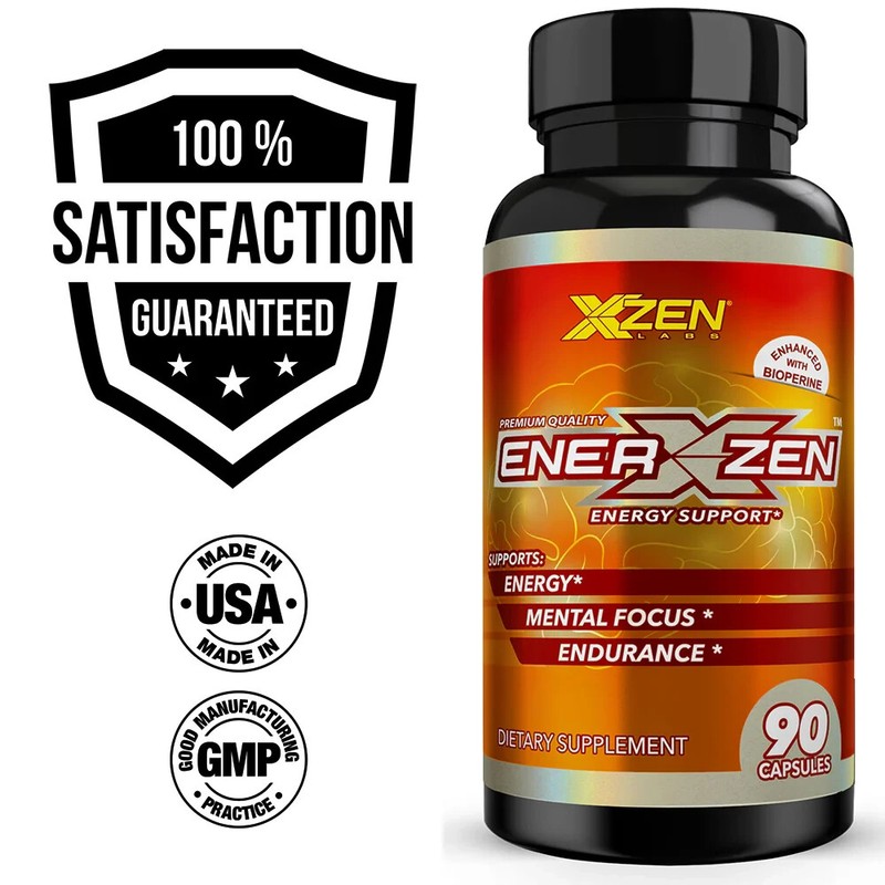 Energy Booster Focus Endurance Natural Caffeine 275mg No Crash Formula 90 pills