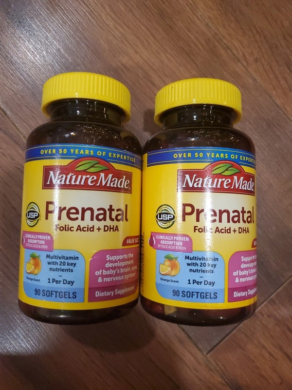 2X Nature Made Prenatal Folic Acid + DHA, 180 Softgels Total 4/26