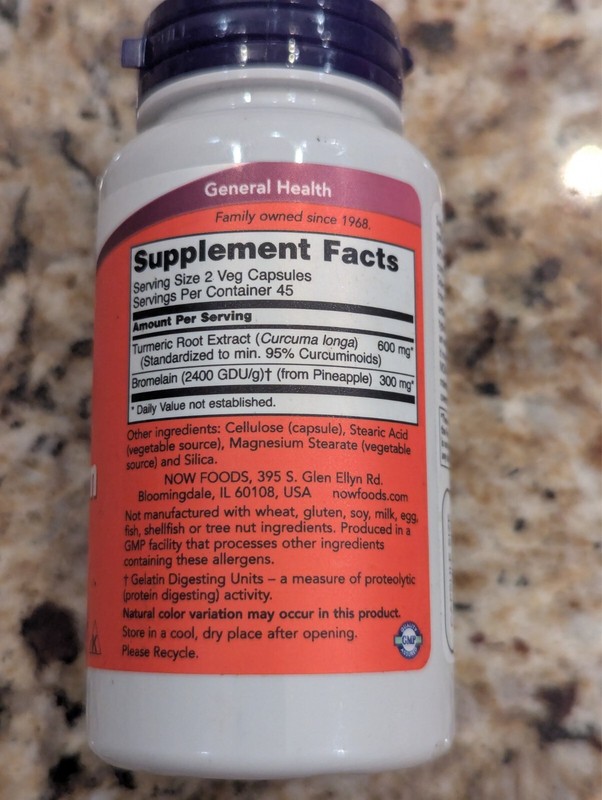 Now Foods Turmeric + Bromelain Joint Health 90 Veg Capsules exp: 05/2027 gallery