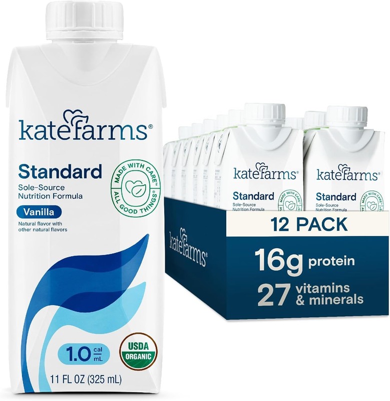 KATE FARMS Organic 1.0 Vanilla Nutrition Shake 16g protein 11 oz pk of 12