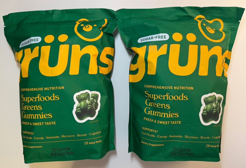 Gruns Superfoods Greens Gummies (28) 8 Count Packs – Sugar-Free – lot of 2