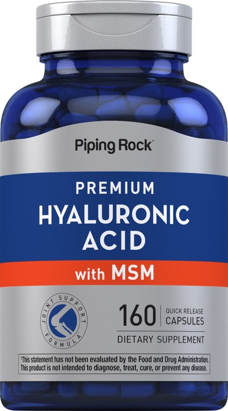 Hyaluronic Acid with MSM | 1000mg | 160 Capsules | Non-GMO | by Piping Rock