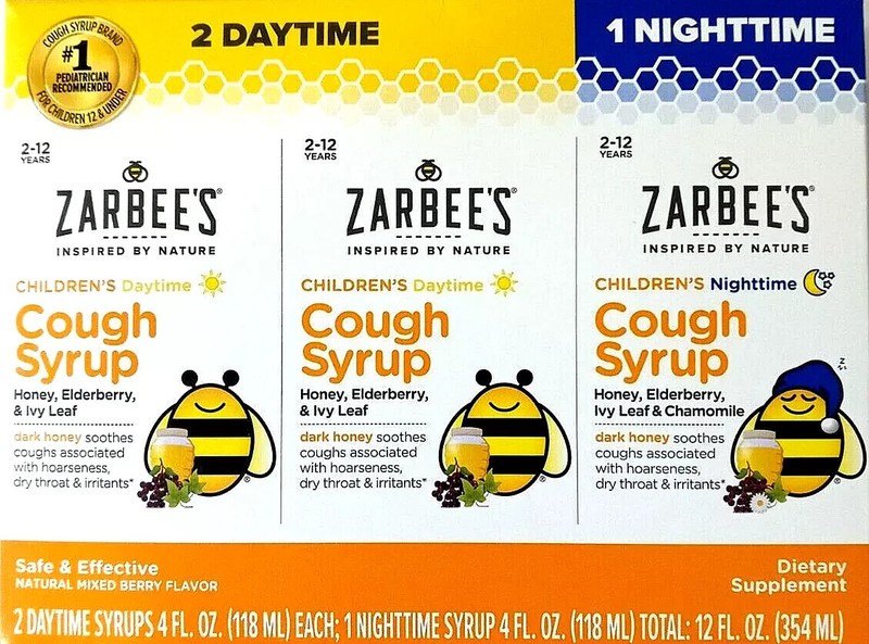 Zarbee’s Children’s Cough Syrup Day (8 oz) & Nighttime (4 oz) – EXP 04/2026