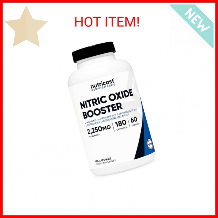 Nutricost Nitric Oxide Booster 2250mg, 180 Capsules - 750mg Per Casule, 60 Servi