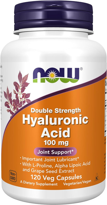 NOW Foods Hyaluronic Acid 100 Mg, Double Strength with L-Proline, Capsules