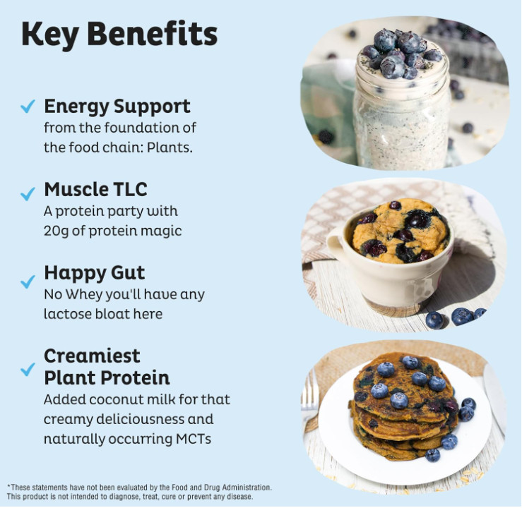 KOS Plant-Based Protein Powder, Blueberry Muffin, 15 Servings gallery
