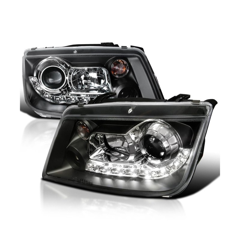 LED Projector Headlights Fit For VW Jetta/Bora 99-04 Mk4 - L+R Pair, Black