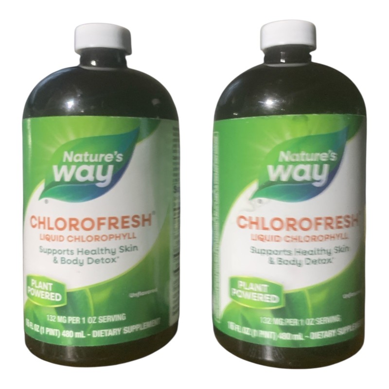 Nature’s Way Chlorofresh Liquid Chlorophyll 16 oz Unflavored 2 Pack EXP 2027