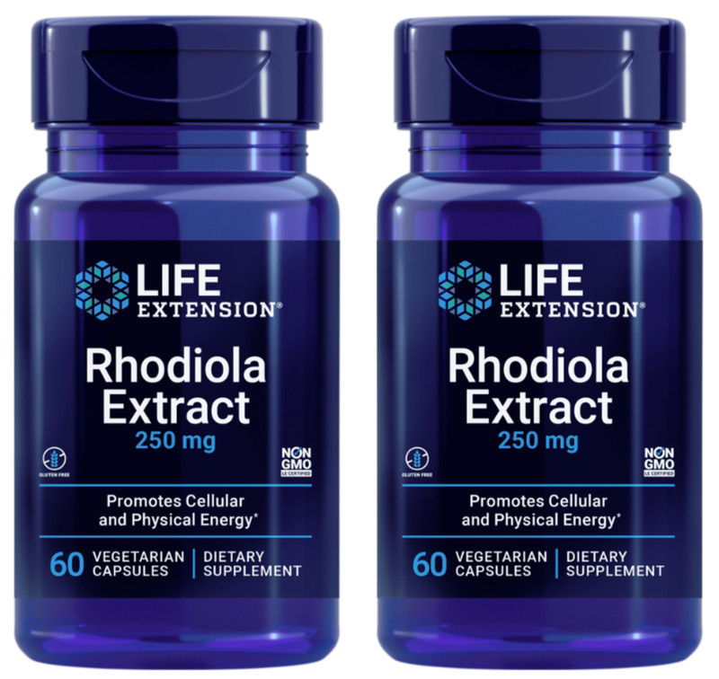 2 PCS Life Extension Rhodiola Extract 250mg Cellular Physical Energy 60 Veg Caps