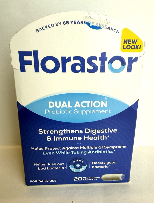 Florastor Dual Action Probiotic Supplement 20 Capsules Exp 4/2027