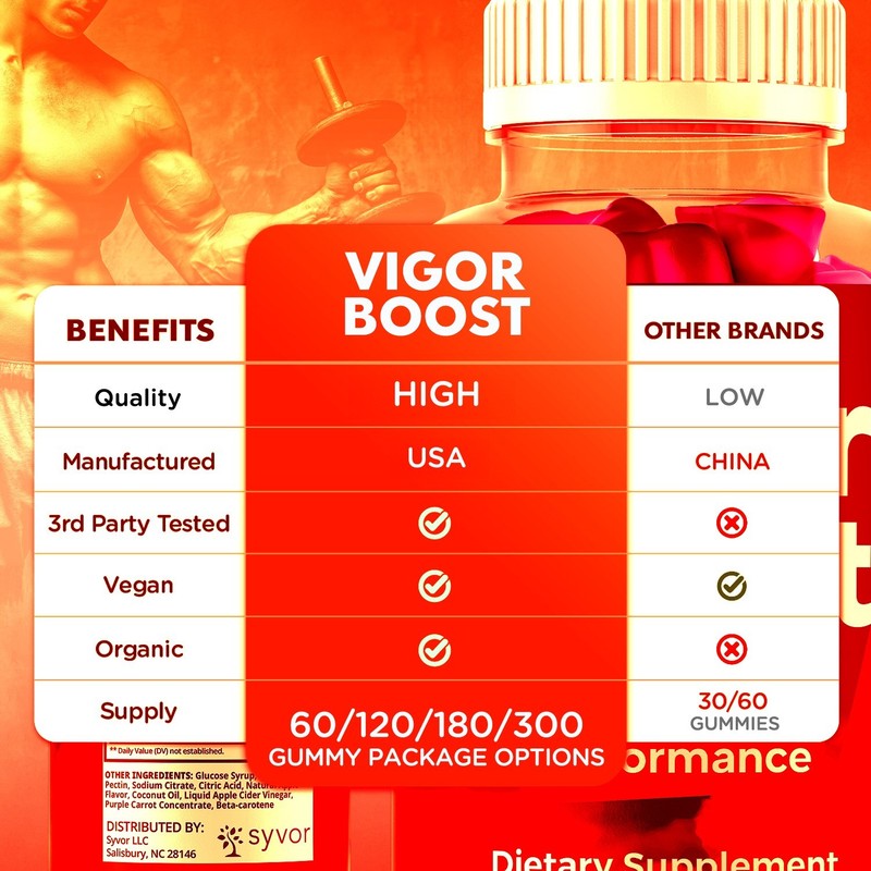(5 Pack) Vigor Boost Gummys Advanced Male Support Formula VigorBoost 300 Gummies gallery