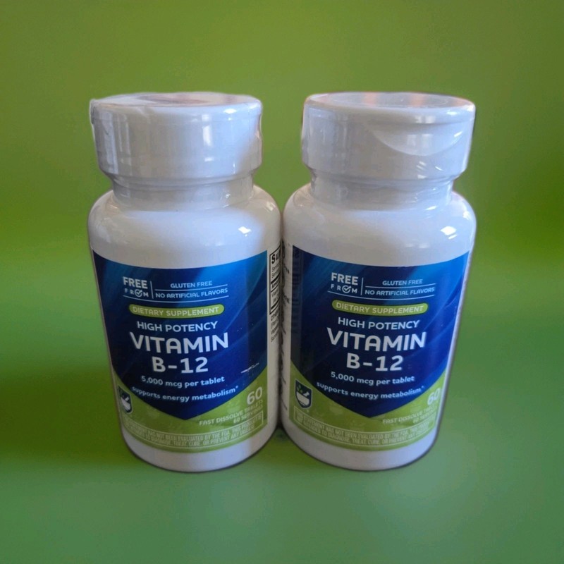 High Potency Vitamin B-12• 5000 mcg per tablet• 60 tablets (Lot Of 2) 05/2027