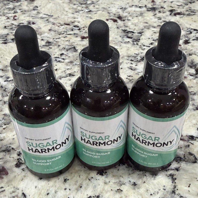 3PK Sugar Harmony Blood Sugar Support Liquid Drops Unflavored 2 fl oz EX 4/2028
