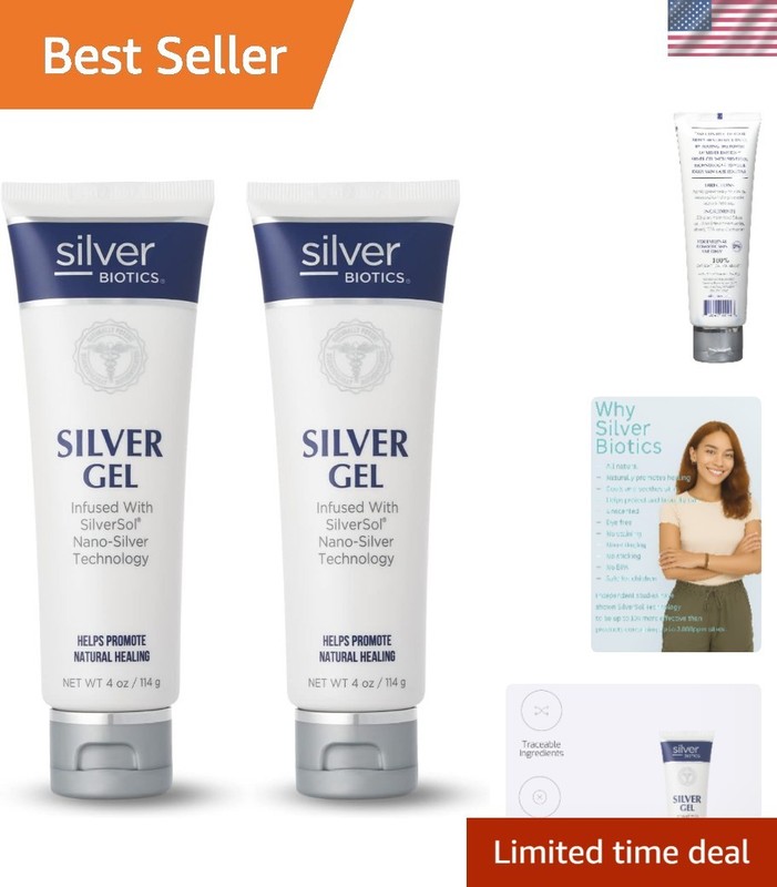 Silver Biotics 20 ppm Colloidal Nano SilverGel for Healing Skin – 4 Oz Pack of 2