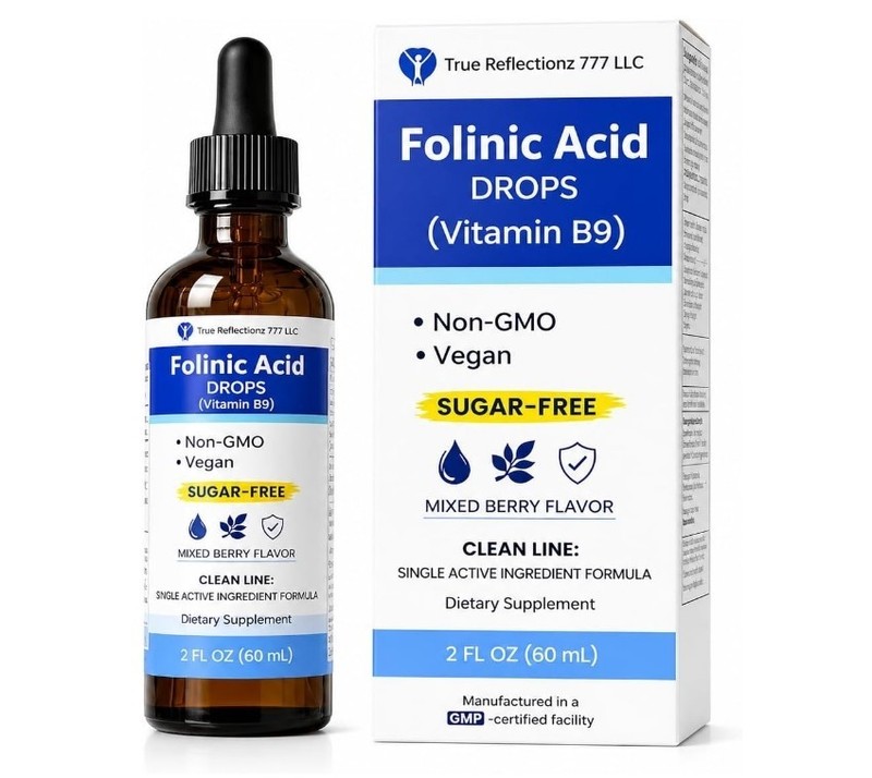 Folinic Acid Drops for Kids & Adults, Mixed Berry Flavor, 2 fl oz (60 mL)