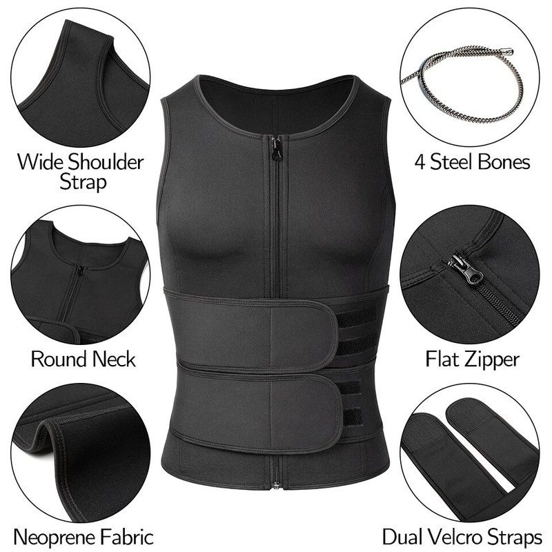 Men Neoprene Sauna Sweat Suit Waist Trainer Vest Fat Burn Body Shaper Tank Top gallery
