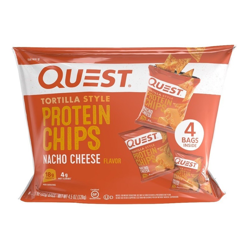 Baked Nacho Cheese Protein Chips Tortilla Style Snack 1.1oz Pack of 4
