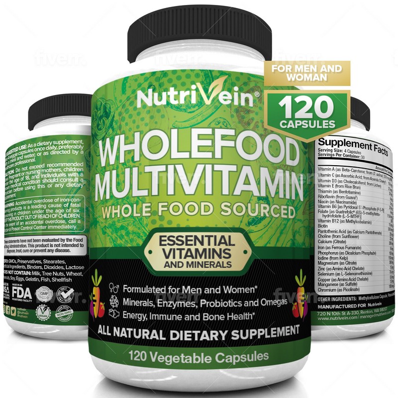 Nutrivein Whole Food Multivitamin – Complete Daily Vitamins For Men and Women