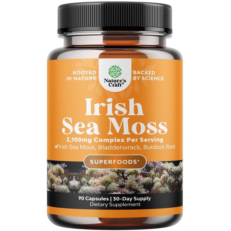 Organic Irish Sea Moss Capsules – Bladderwrack with Burdock Root Superfood