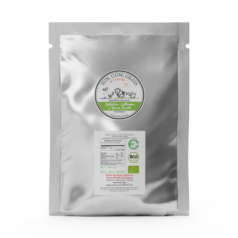 Wild Alaskan Salmon Bone Broth Powder – Pure Protein Organics 450g Unflavored