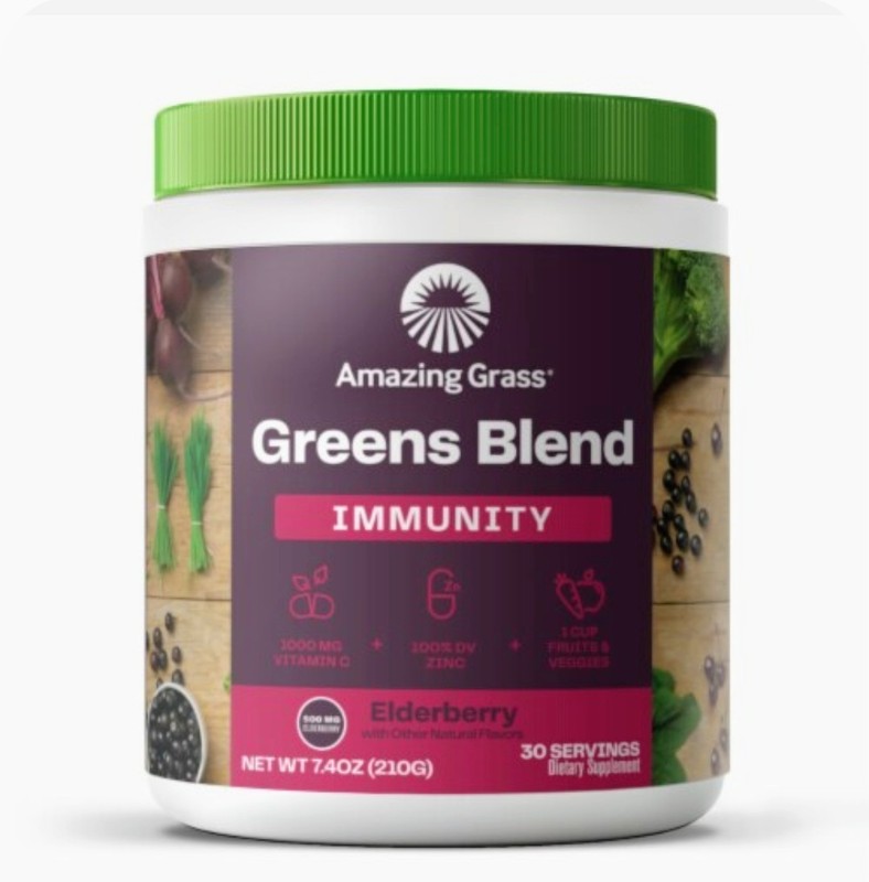 Amazing Grass Greens Blend, Immunity, Elderberry , 7.4 oz (210 g) NEW