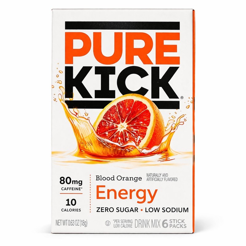 PURE KICK PK Energy Blood Orange Drink Mix 6 Boxes 36 Sticks Zero Sugar 80mg gallery