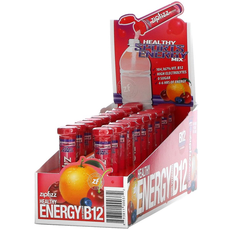 Healthy Sports Energy Mix with Vitamin B12, Fruit Punch, 20 Tubes, 0.39 oz (11