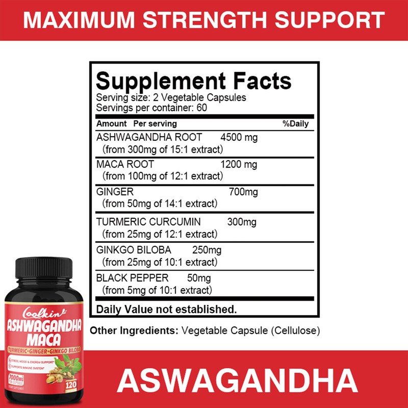 Ashwagandha & Maca 7000mg - Men's Health,Testosterone Booster,Energy & Endurance gallery
