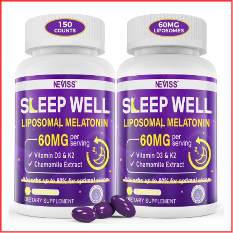 MELATONIN for Adults High Dose Deep Rest Brain Cognition 60mg 75ct 2 Pack NEVISS