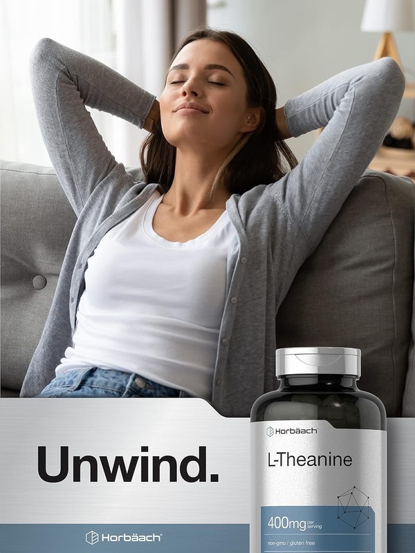 Horbäach L-Theanine 400mg | 400 Capsules | High Potency Supplement | Non-GMO & G gallery