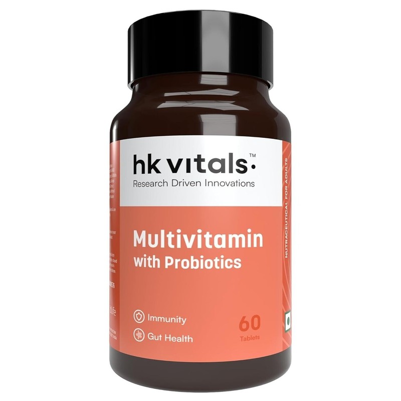 HealthKart HK Vitals Multivitamin with Probiotics (60 Tablets) | For Men and Wom