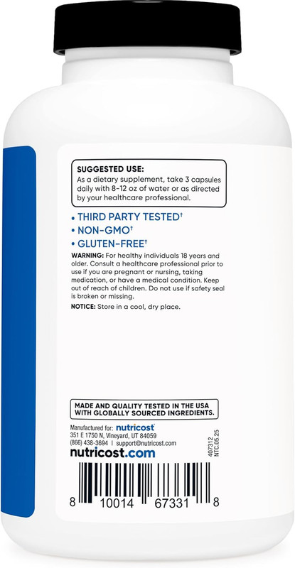 Nutricost Nitric Oxide Booster 2250Mg, 180 Capsules - 750Mg per Casule, 60 Servi gallery